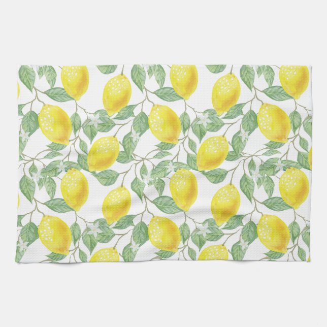 Citron imprimé serviette de cuisine en jaune et ve (Horizontal)