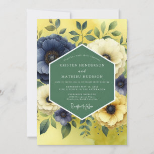 Citron Indigo Bloom Hochzeit Einladung