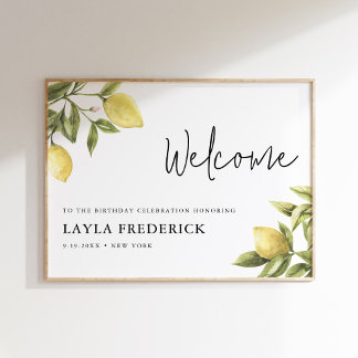 CITRON Lemon Geburtstagsparty Willkommen 18x24 Poster