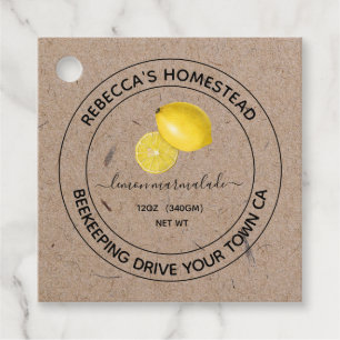 Citron Marmalade Kraft Papier de canne Étiquettes
