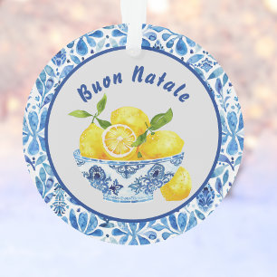 Citron Méditerranéen Buon Natale Azulejo Bleu Toil