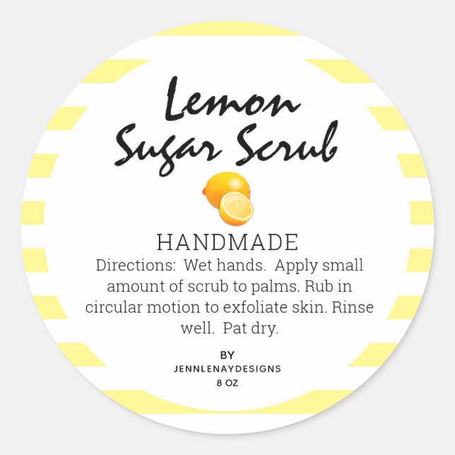 Citron moderne fait maison Étiquettes d'écume à su (Devant)