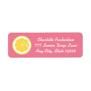 Citron rose Coeur Retourner l'adresse Étiquettes S