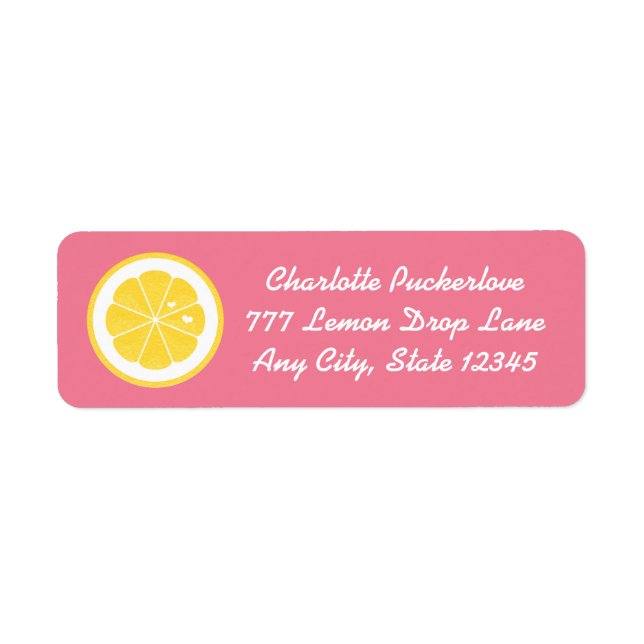 Citron rose Coeur Retourner l'adresse Étiquettes S (Devant)
