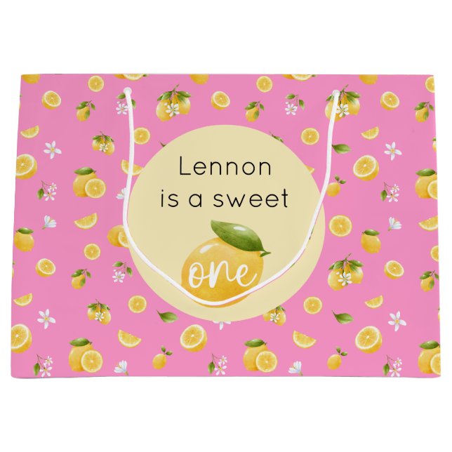 Citron sucré Un 1er anniversaire grand sac cadeau (Devant)