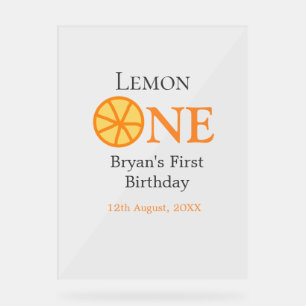Citron un heureux 1er anniversaire orange gris rét