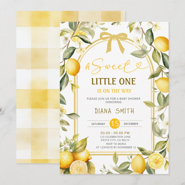 Citron Un Petit Baby shower Doux Un Invitation (Devant / Derrière)