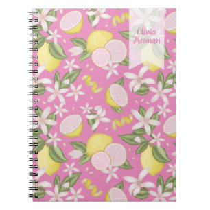 Citronade rose Floral Carnet personnalisé
