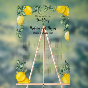 Citrons agrumes Mariage 12 tables tableau
