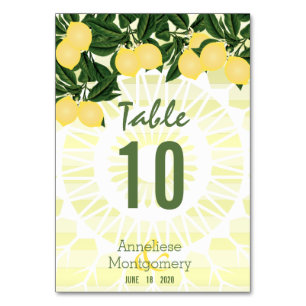 Citrons Citrons avec bandes Cartes de table