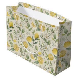 Citrons & Fleurs Motif Grand sac cadeau