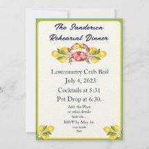 Citrons jaunes modernes Crabe rouge Invitation ver