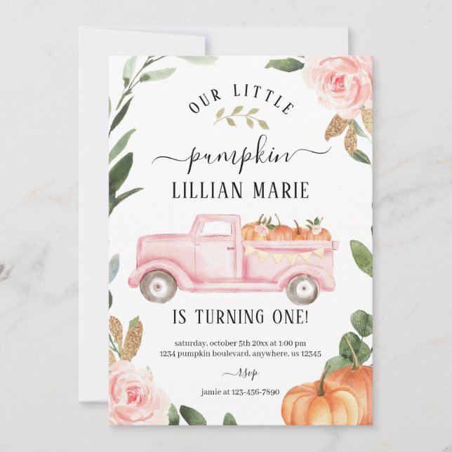 Citrouille 1er anniversaire Invitation (Devant)