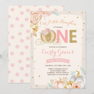Citrouille 1er anniversaire Invitation Rustique Ro
