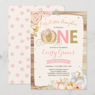 Citrouille 1er anniversaire Invitation Rustique Ro