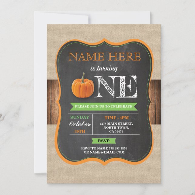 Citrouille 1er Premier anniversaire Invitation de  (Devant)