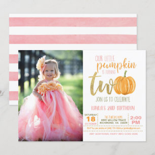 Citrouille 2e Invitation anniversaire pour fille a