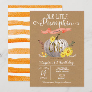Citrouille Automne 1er Anniversaire Invitation