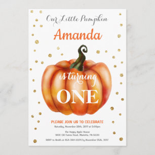 Citrouille Automne Anniversaire Invitation Or