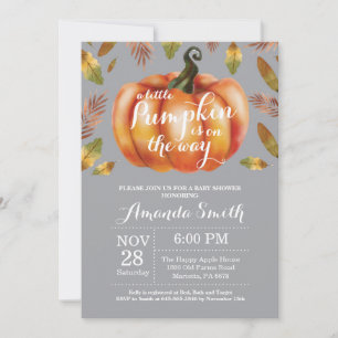 Citrouille Automne Baby shower Invitation Grey