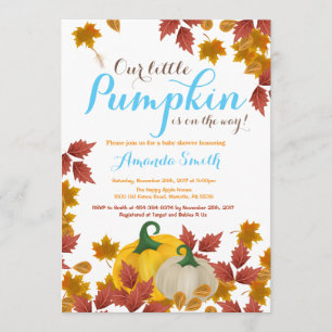 Citrouille Automne Blue Boy Baby shower invitation