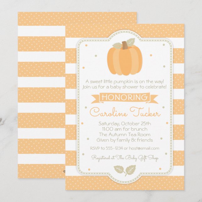 Citrouille Automne Invitation Baby shower Orange S (Devant / Derrière)