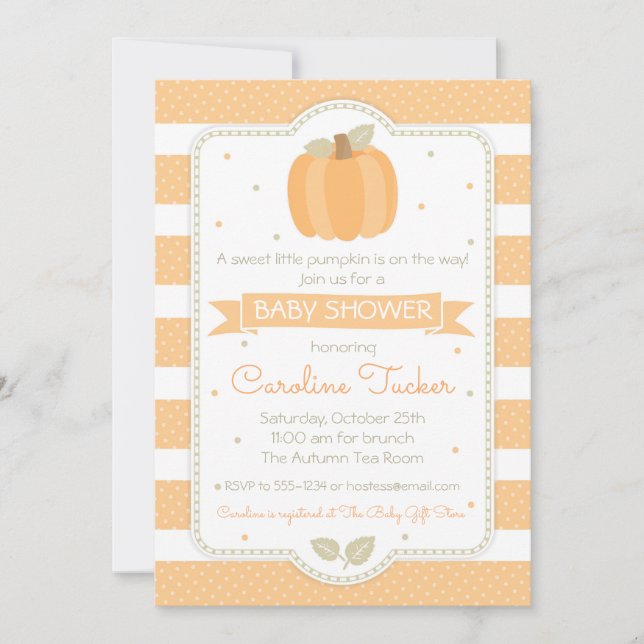 Citrouille Baby shower Invitation Genre Neutre (Devant)