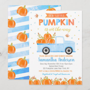 Citrouille Baby Shower Invitations Blue Truck Boy