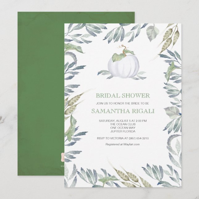 Citrouille blanc Fête des mariées Invitation  (Devant / Derrière)