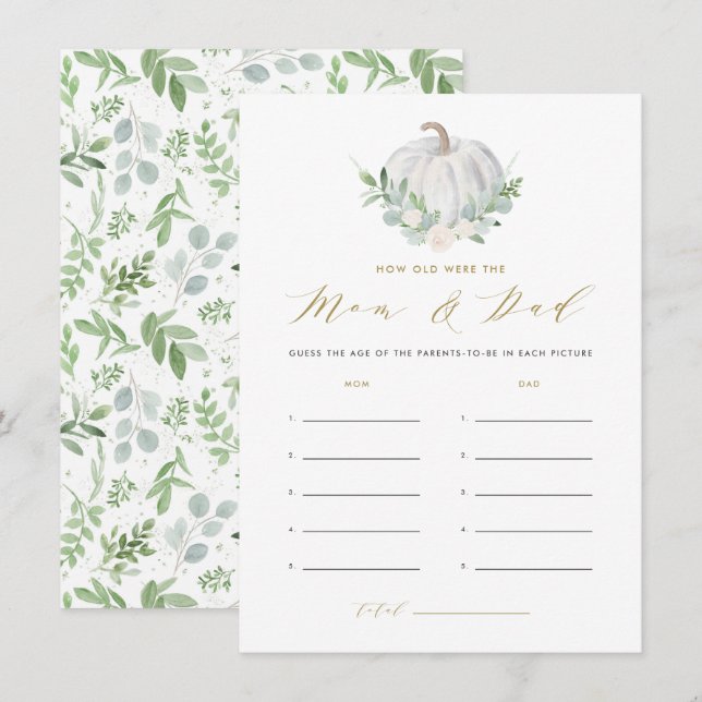 Citrouille blanc Quel âge la carte mère et papa (Devant / Derrière)