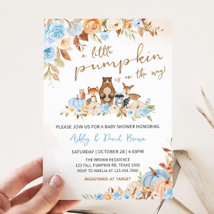 Citrouille bleu Baby shower Woodland Invitation