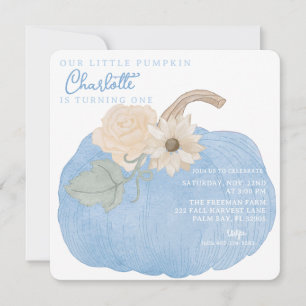 Citrouille Bleu Invitation d'anniversaire