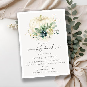 Citrouille bleu Succulent Bébé Brunch Invitation d