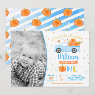 Citrouille Blue Truck First Birthday Invitations G