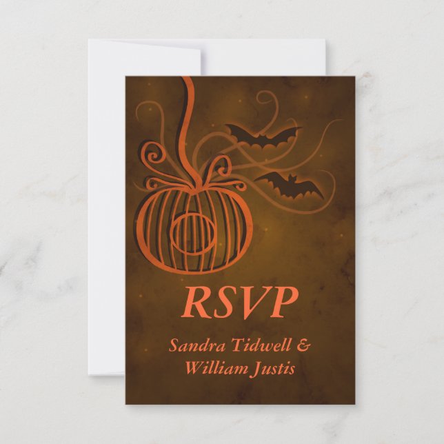 Citrouille Cage Halloween Mariage RSVP Carte de ré (Devant)