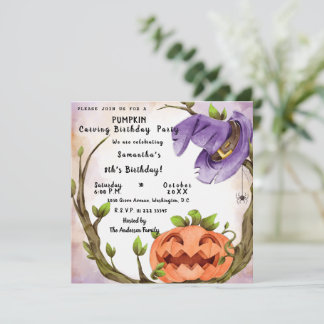 Citrouille Carving Anniversaire Fête Invitation