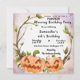 Citrouille Carving Anniversaire Fête Invitation