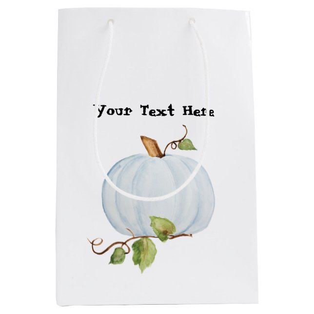 Citrouille d'aquarelle bleu, sac cadeau personnali (Devant)