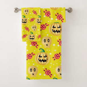 Citrouille d'aquarelle et Motif d'Halloween Candy