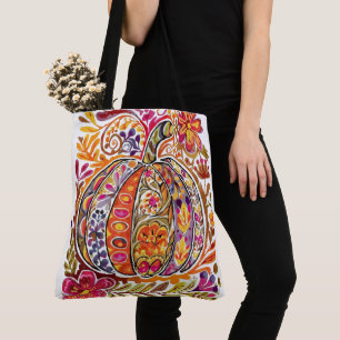 Citrouille d'art populaire peint à la main Sac fou