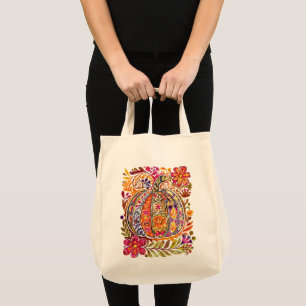 Citrouille d'art populaire peint à la main Sac fou