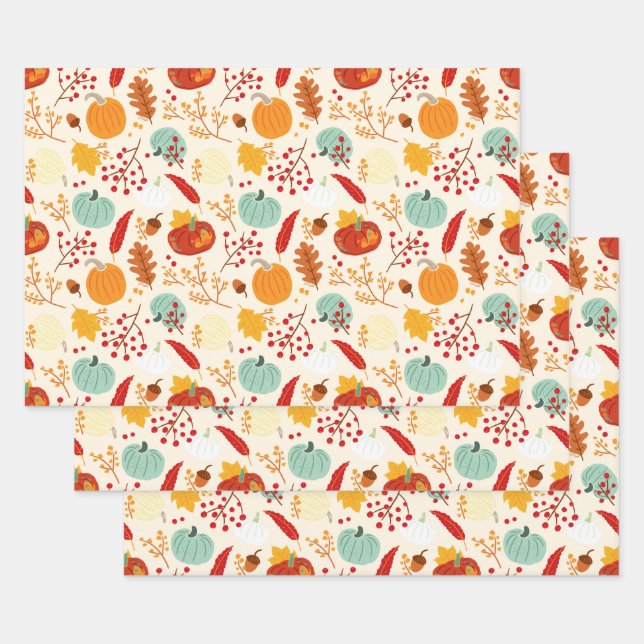 Citrouille d'automne et Motif Feuille (Lot)