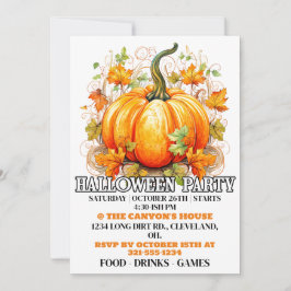 Citrouille d'automne heureux Halloween Invitations