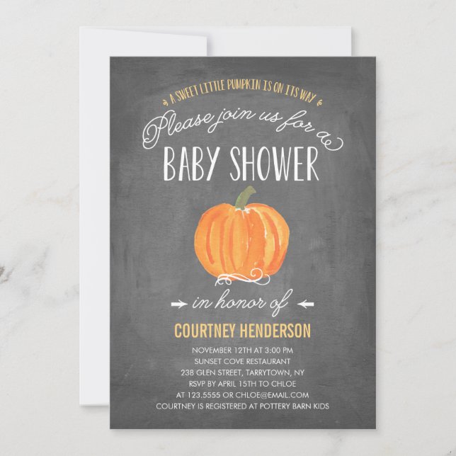 Citrouille d'automne | Invitation Baby shower (Devant)