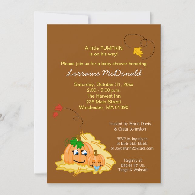 Citrouille d'automne Invitation Baby shower - Baby (Devant)