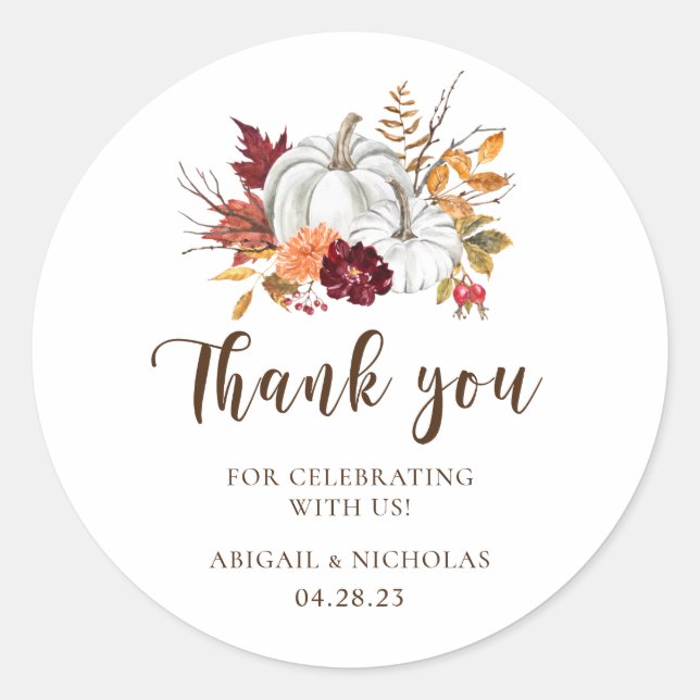 Citrouille d'automne Mariage de bienvenue Sticker  (Devant)