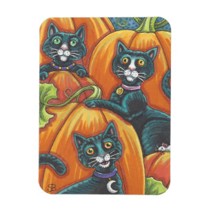 Citrouille de chat noir Patch Halloween Magnet Hol