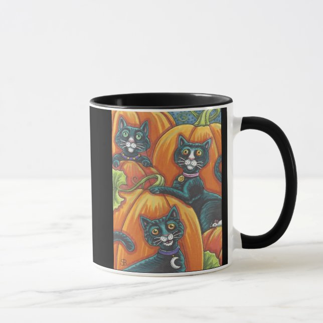 Citrouille de chat noir Patch Halloween MUG (Droite)