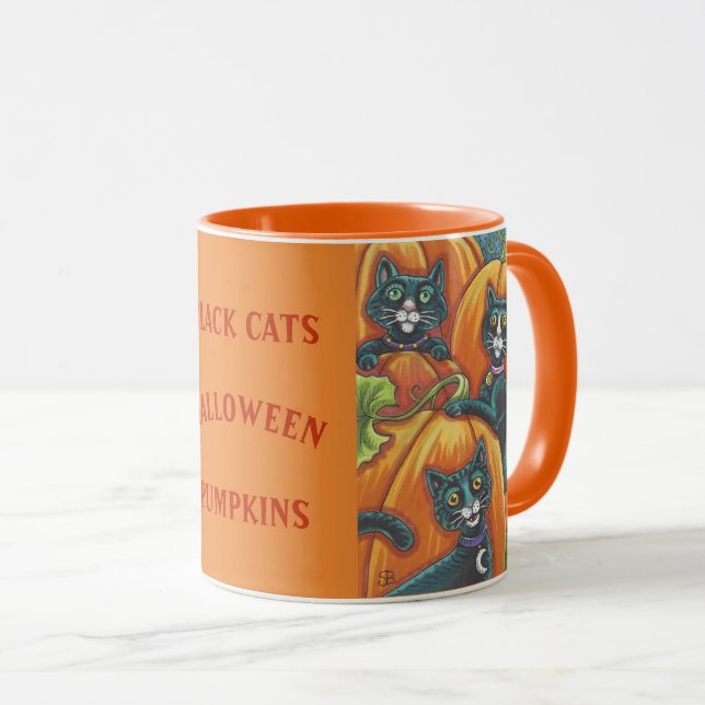 Citrouille de chats noirs Patch HALLOWEEN MUG *Per (Devant droit)