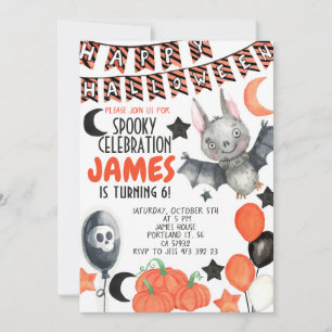 Citrouille de chauve-souris d'Halloween Invitation